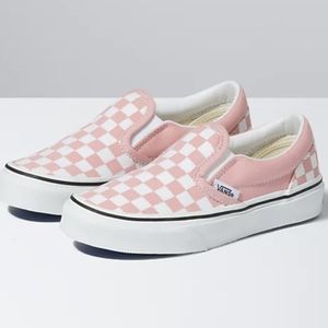 Kids pink checkerboard classic slip-on